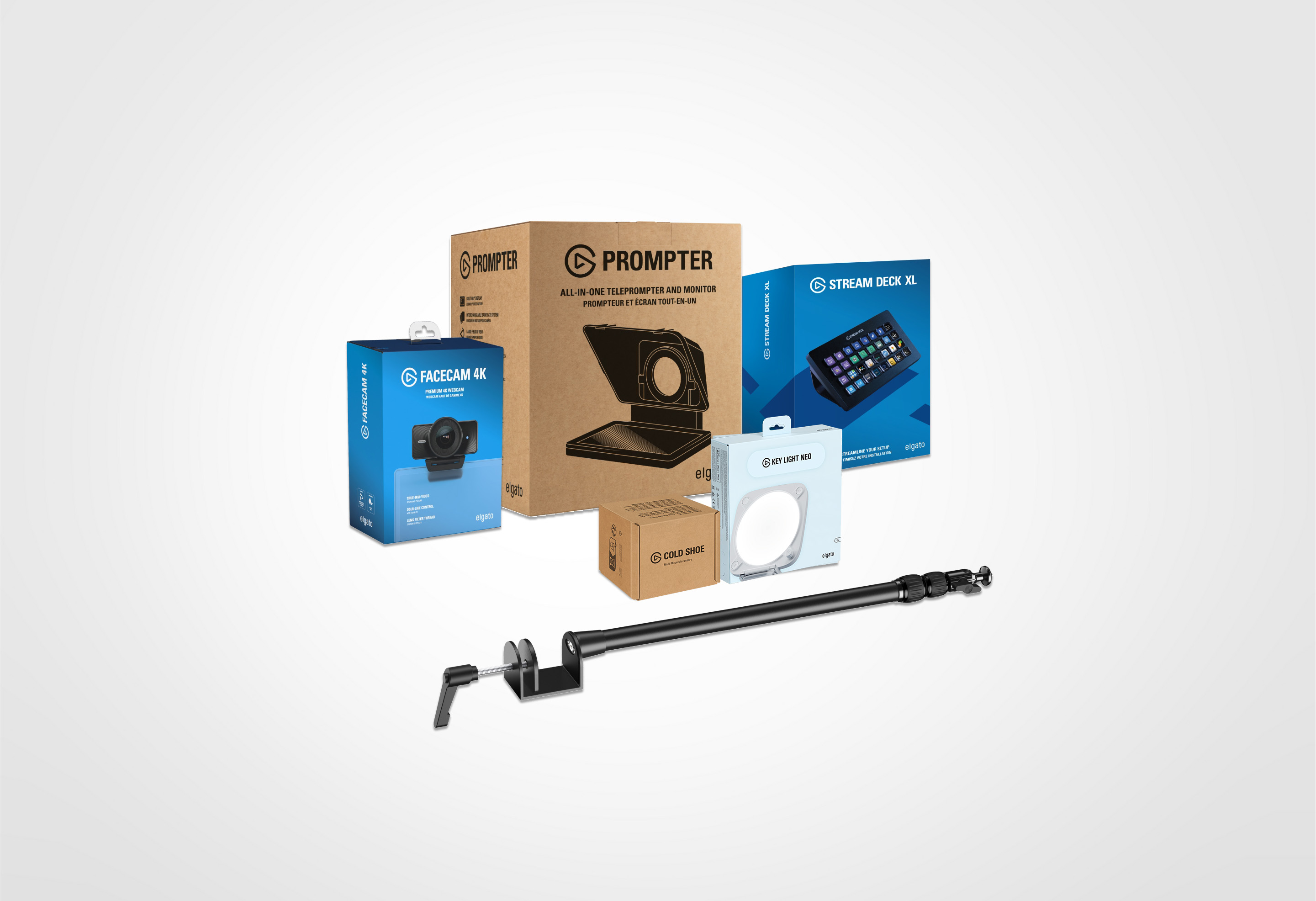 Prompter Mounted 4K Bundle XL + Key Light Neo (White, without